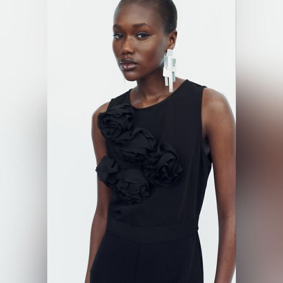 Zara TEXTURED FLORAL CREPE JUMPSUIT - Picture 15 of 15